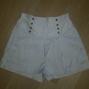 Anthropologie White/cream pinstripe pleated shorts